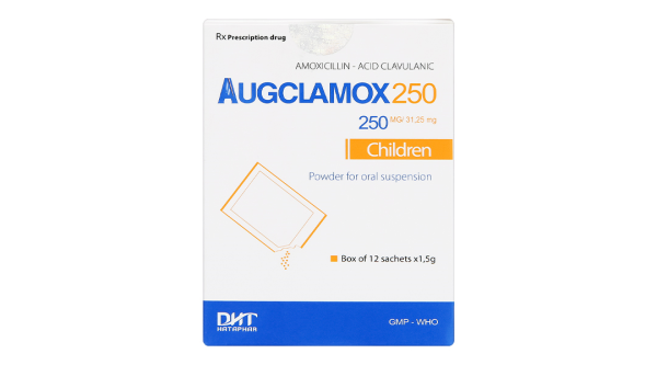 Thuốc bột pha hỗn dịch uống Augclamox 250 trị nhiễm khuẩn (12 gói x 1.5g)