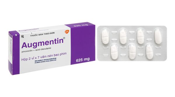Augmentin 625mg trị nhiễm khuẩn do vi khuẩn nhạy cảm (2 vỉ x 7 viên)