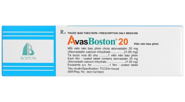 Avasboston 20 điều trị rối loạn mỡ máu (5 vỉ x 10 viên)
