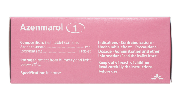 Azenmarol 1 dự phòng biến chứng huyết khối tắc mạch (10 vỉ x 10 viên)