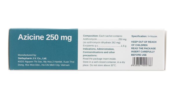 Thuốc cốm Azicine 250mg trị các chứng nhiễm khuẩn (6 gói x 1.5g)