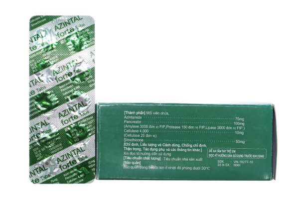 Azintal Forte Tabs trị đầy hơi, khó tiêu (10 vỉ x 10 viên)