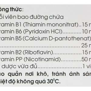 B-coenzyme bổ sung vitamin nhóm B, giảm suy nhược (10 vỉ x 10 viên)