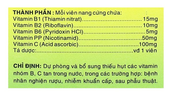 B Complex C bổ sung vitamin nhóm B và vitamin C (10 vỉ x 10 viên)