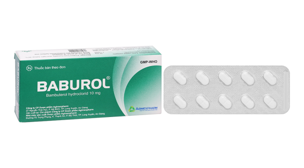 Baburol 10 mg trị hen phế quản, viêm phế quản mạn tính (3 vỉ x 10 viên)