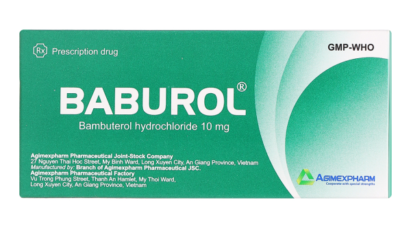 Baburol 10 mg trị hen phế quản, viêm phế quản mạn tính (3 vỉ x 10 viên)