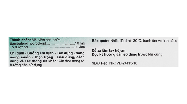 Baburol 10 mg trị hen phế quản, viêm phế quản mạn tính (3 vỉ x 10 viên)