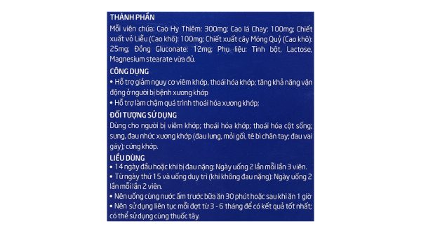 Viên xương khớp Bách Niên Kiện giảm nguy cơ viêm khớp, thoái hóa khớp chai 80 viên