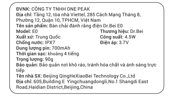 Bàn chải đánh răng điện Dr.Bei E0