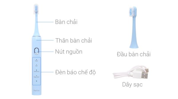 Bàn chải điện Halio Sonic SmartClean - Sky Blue