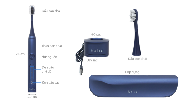 Bàn chải điện Halio Sonic Whitening - Midnight Blue
