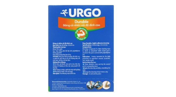 Băng cá nhân vải Urgo Durable (2 x 6cm) hộp 20 miếng