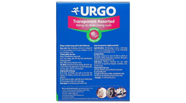 Băng cá nhân trong suốt Urgo Transparent Assorted hộp 20 miếng
