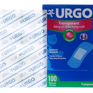 Băng cá nhân trong suốt Urgo Transparent (2 x 7.2cm) hộp 100 miếng