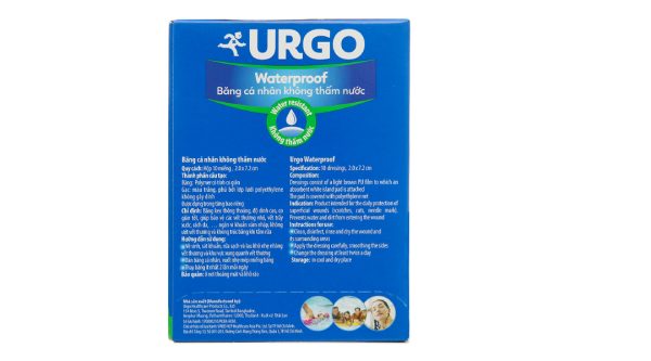 Băng cá nhân không thấm nước Urgo Waterproof (2 x 7.2cm) hộp 10 miếng