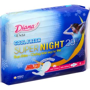 Băng vệ sinh ban đêm Diana Sensi Cool Fresh có cánh gói 4 miếng