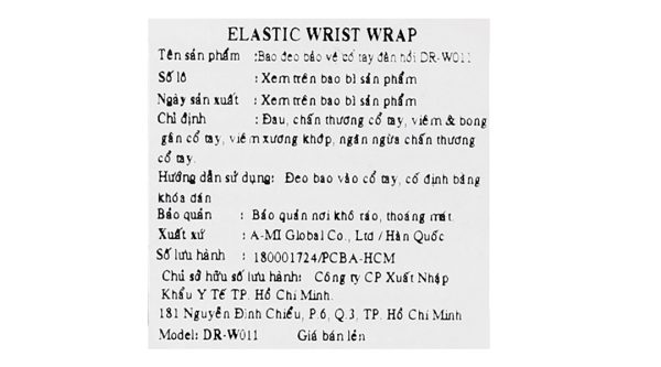 Bao đeo cổ tay đàn hồi Dr. Med DR-W011 size S