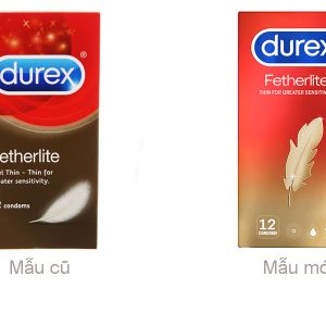 Bao cao su Durex Fetherlite siêu mỏng, tăng khoái cảm 52.5mm hộp 12 cái