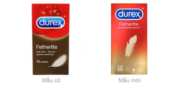 Bao cao su Durex Fetherlite siêu mỏng, tăng khoái cảm 52.5mm hộp 12 cái
