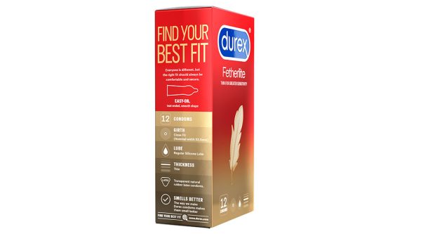 Bao cao su Durex Fetherlite siêu mỏng, tăng khoái cảm 52.5mm hộp 12 cái