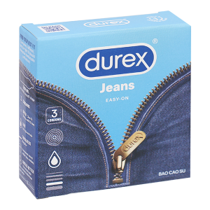 Bao cao su Durex Jeans ôm sát, bôi trơn 52.5mm hộp 3 cái