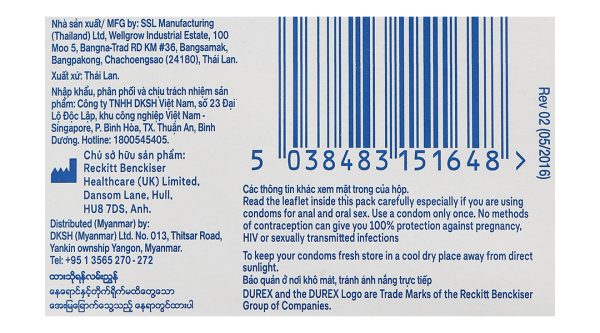 Bao cao su Durex Kingtex ôm sát, vừa vặn 49mm hộp 3 cái