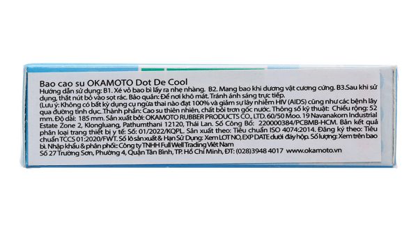 Bao cao su Okamoto Dot De Cool 52mm hộp 3 cái