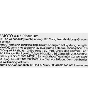 Bao cao su Okamoto 0.03 Platinum 52mm hộp 3 cái