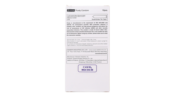 Bao cao su Okamoto Skinless Skin Purity 53mm hộp 10 cái