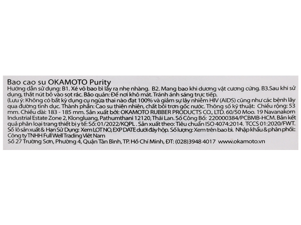 Bao cao su Okamoto Skinless Skin Purity 53mm hộp 10 cái