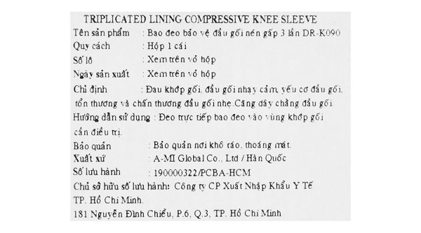 Bao đeo đầu gối Dr. Med DR-K090 size S