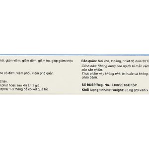 Bảo Phế Vương hỗ trợ thanh phế, giảm đờm, giảm ho hộp 20 viên