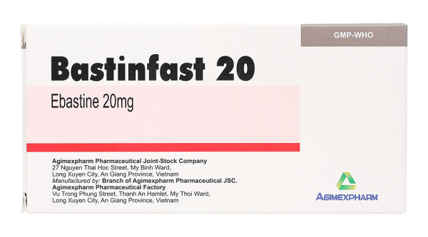Bastinfast 20 trị triệu chứng viêm mũi dị ứng, ngứa da, mày đay (10 vỉ x 10 viên)
