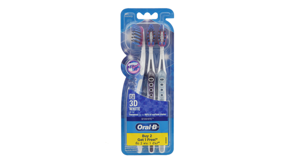 Bàn chải đánh răng Oral-B trắng sáng 3D vỉ 3 cây