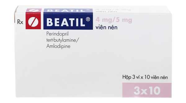 Beatil 4mg/5mg trị tăng huyết áp, mạch vành (3 vỉ x 10 viên)