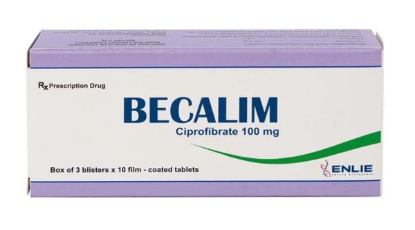 Becalim 100mg điều trị tăng triglycerid, tăng lipid máu (3 vỉ x 10 viên)