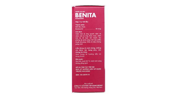 Thuốc xịt mũi Benita trị viêm mũi dị ứng chai 120 liều
