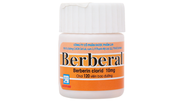 Berberal 10mg trị lỵ gồm lỵ amid và lỵ trực khuẩn, tiêu chảy chai 120 viên