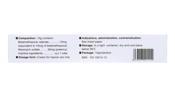 Kem bôi Betaderm-neomycin trị viêm da do dị ứng, do nhiễm trùng tuýp 10g