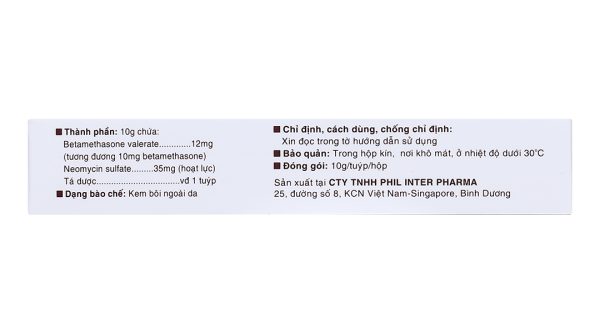 Kem bôi Betaderm-neomycin trị viêm da do dị ứng, do nhiễm trùng tuýp 10g
