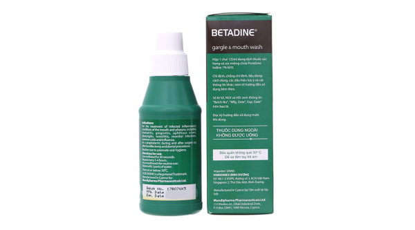 Thuốc súc họng Betadine phòng và trị nhiễm khuẩn khoang miệng chai 125ml