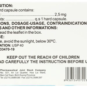 Beynit 2.5 điều trị tăng huyết áp, suy tim sung huyết (10 vỉ x 10 viên)