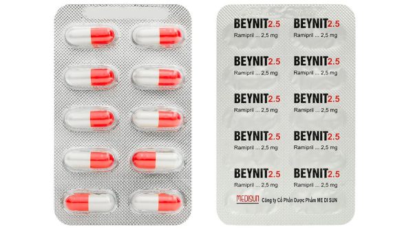 Beynit 2.5 điều trị tăng huyết áp, suy tim sung huyết (10 vỉ x 10 viên)