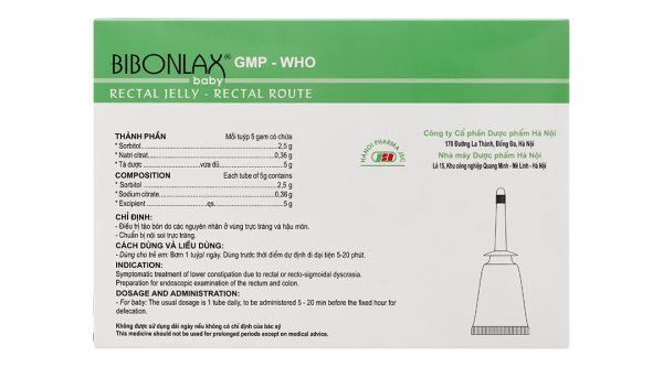Gel bơm trực tràng Bibonlax Baby trị táo bón (10 tuýp x 5g)