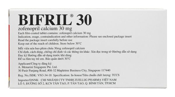 Bifril 30 điều trị tăng huyết áp, nhồi máu cơ tim (2 vỉ x 14 viên)