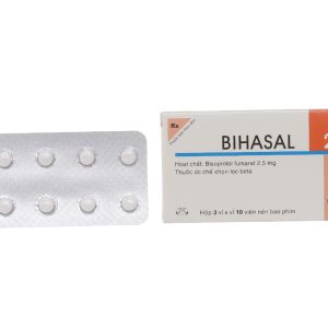 Bihasal 2.5 trị tăng huyết áp, đau thắt ngực, suy tim (3 vỉ x 10 viên)