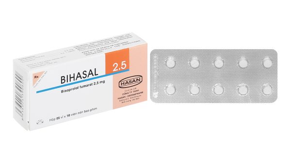 Bihasal 2.5 trị tăng huyết áp, đau thắt ngực, suy tim (5 vỉ x 10 viên)