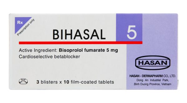 Bihasal 5 trị tăng huyết áp, đau thắt ngực (3 vỉ x 10 viên)