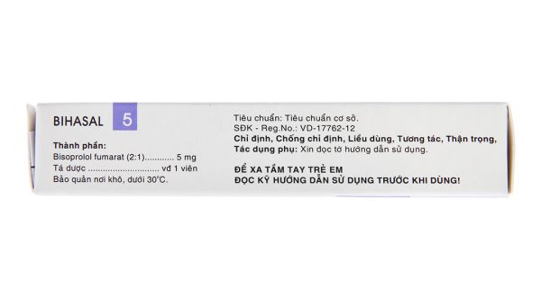 Bihasal 5 trị tăng huyết áp, đau thắt ngực (3 vỉ x 10 viên)