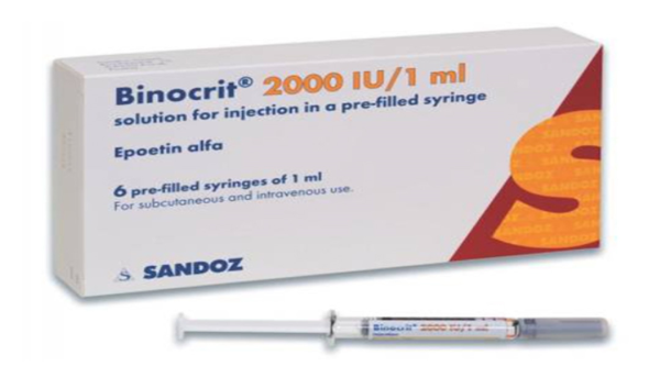 Dung dịch tiêm Binocrit 2000IU/1 ml trị bệnh thiếu máu (6 bơm tiêm x 1ml)